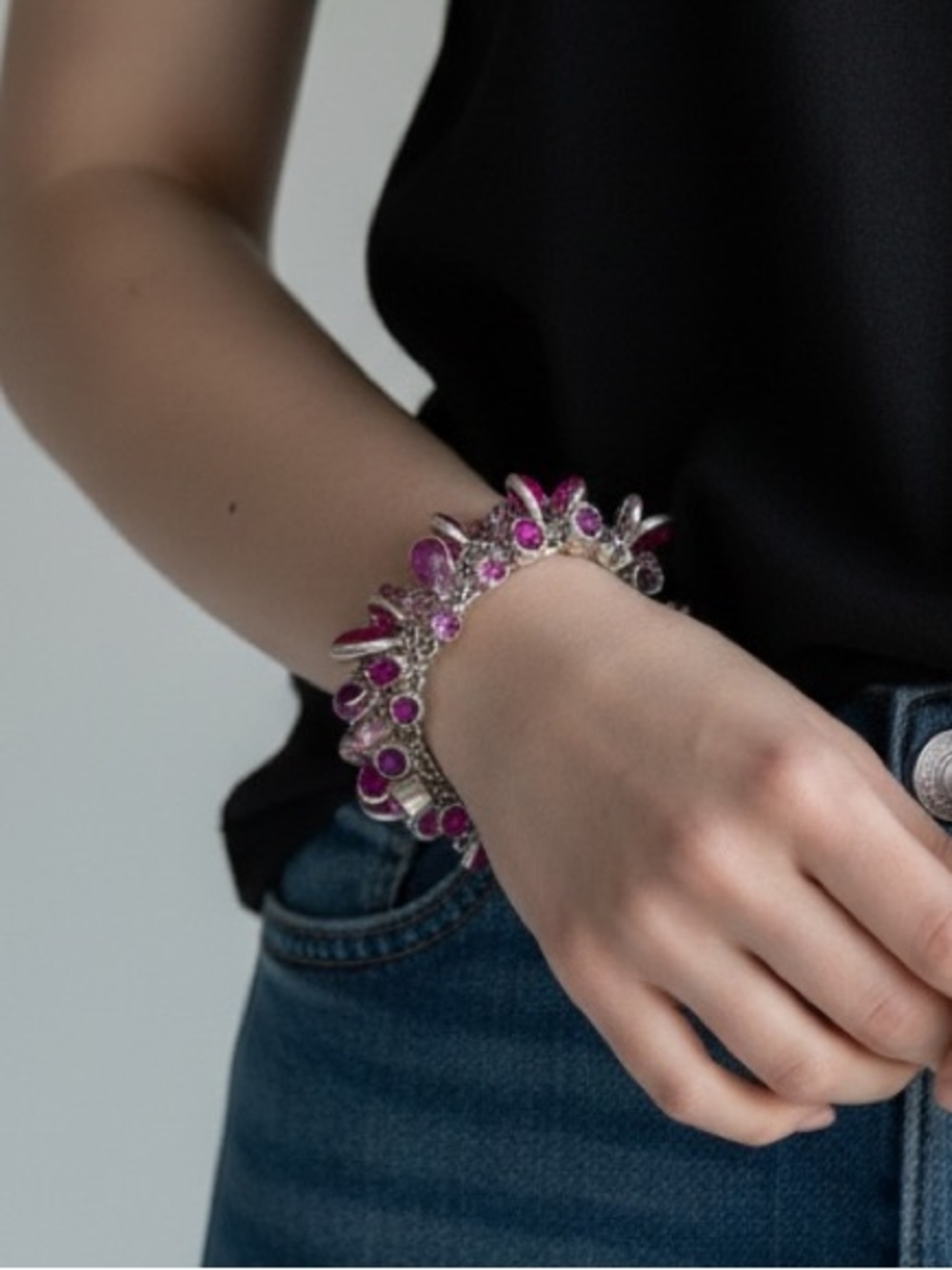 10/25 Elegant Pink Crystal Stretch Bracelet - Women Jewelry